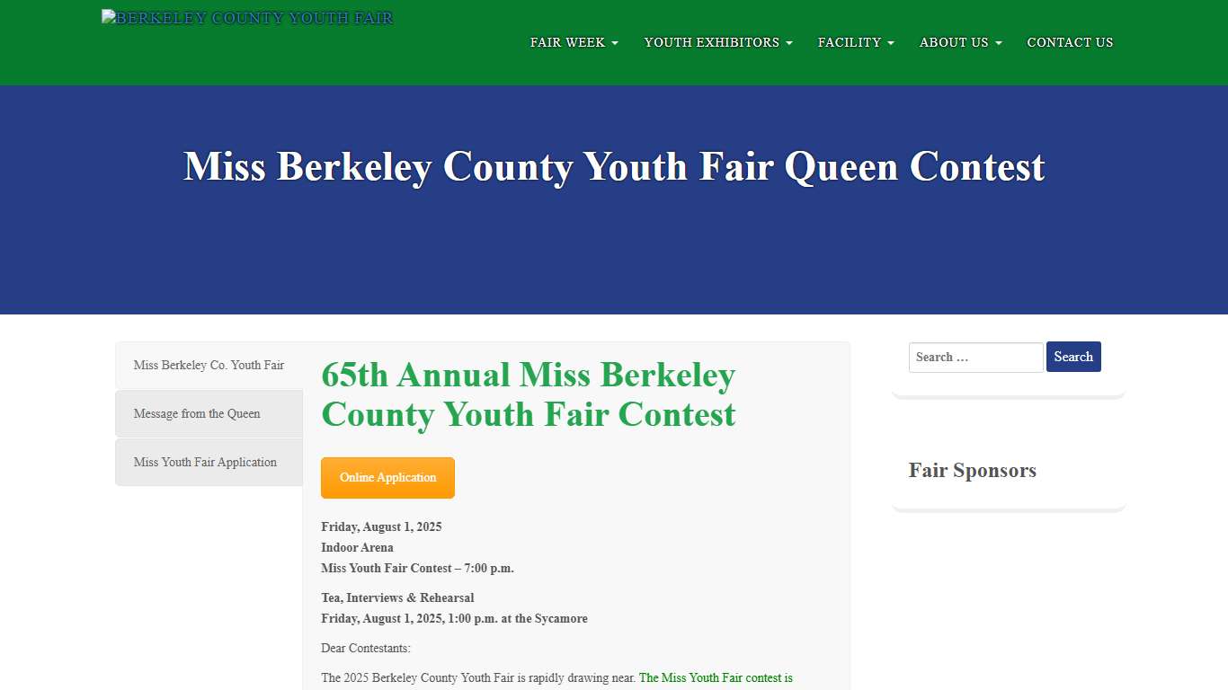 Miss Berkeley County Youth Fair Queen Contest – Berkeley County Youth Fair